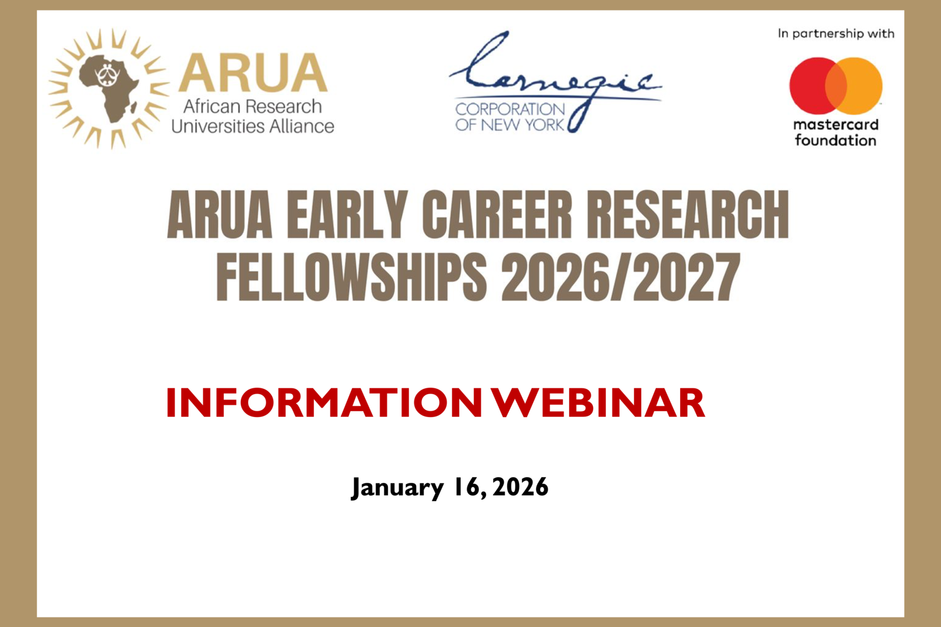 ARUA Hosts Maiden Information Webinar for Early-Career Researchers in Africa